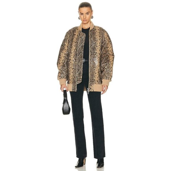 retrofete Halle Leather Jacket in Tannin Snake XSmall New Womens Coat - Picture 3 of 16